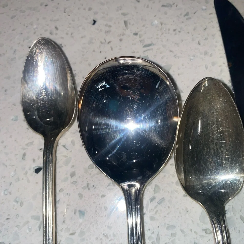 6pc Place Setting King Edward SILVERPLATE By National Silver Co.‎ MODERN HOLLOW